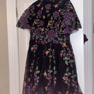 JessaKae Black Dress with Purple Embroidery
